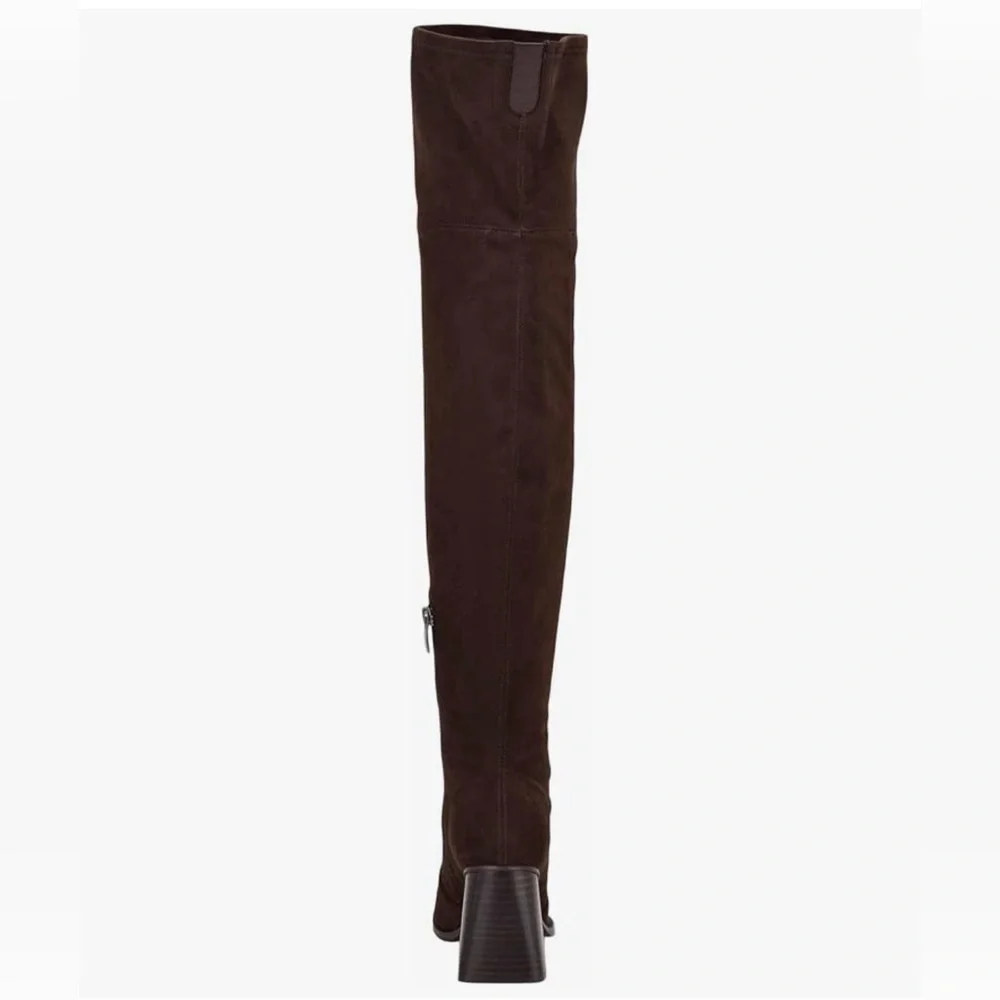 New- Elegant Brown Over-the-Knee Boots Dark Brown & Gold Zipper  Classic size 5